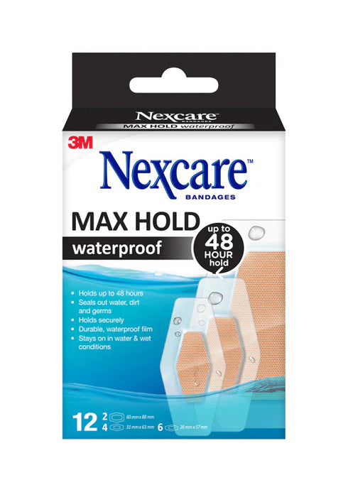 Nexcare Max Hold Waterproof Assorted 12s