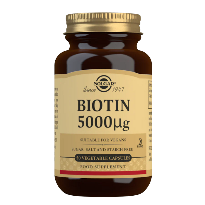 SOLGAR BIOTIN 5000 MCG VEGETABLE CAPSULES 50s